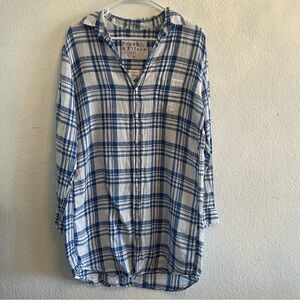 Frank & Eileen Blue and White Checkered Midi dress